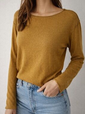 ZARA Mustard Yellow Crewneck long sleeve Sweater Size S